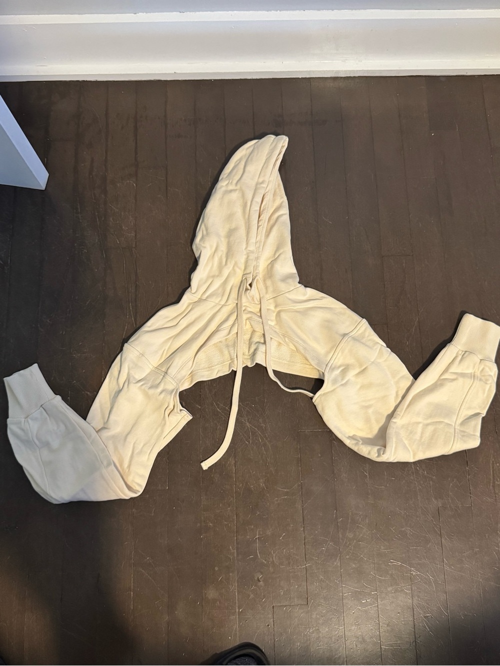Zara Cream Crop Hooded Sweatshirt